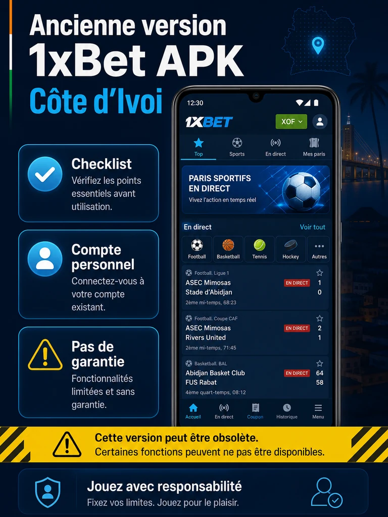 Ancienne version 1xBet APK